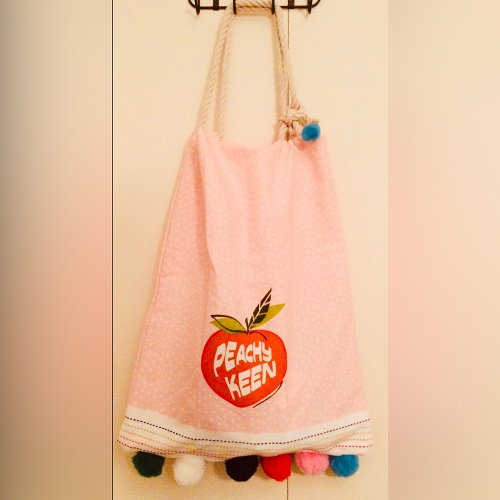 Leo date pink rainbow Pom-Pom beach tote!